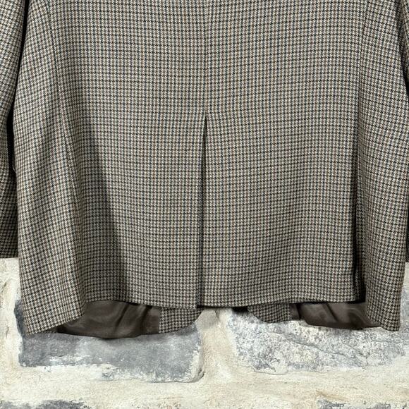 Oscar De La Renta Menswear Blazer 2 Button 42L Tan‎ Wool Houndstooth Office Work - Picture 8 of 15